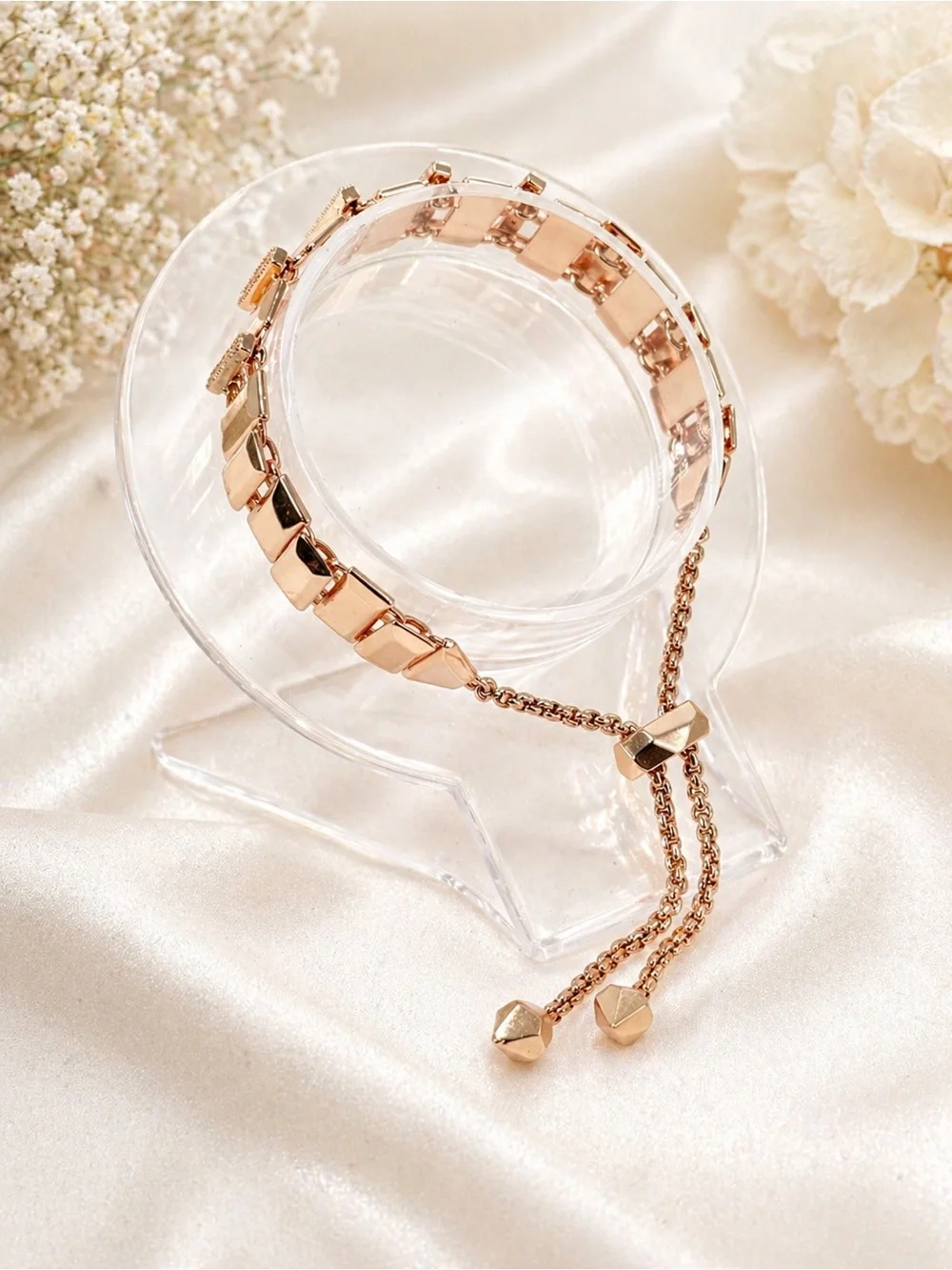 Kendra Scott Harp Adjustable Chain Bracelet rectangle bar rose gold tone - Picture 3 of 6